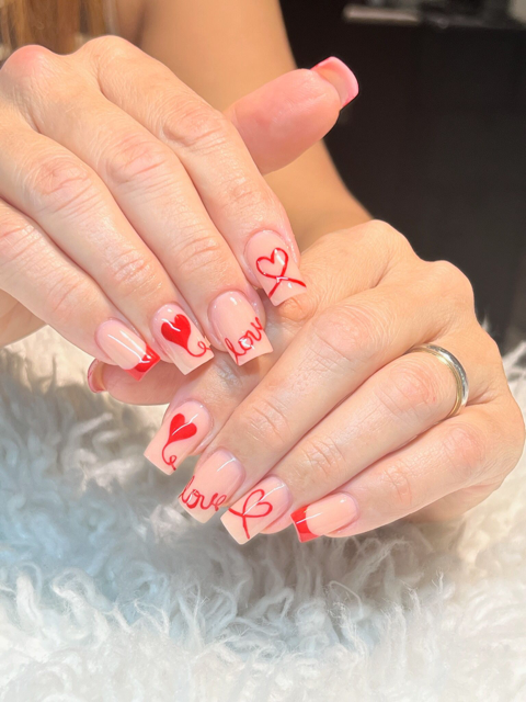 Valentine's Nails nail design by Nail House of Brickell in Miami
