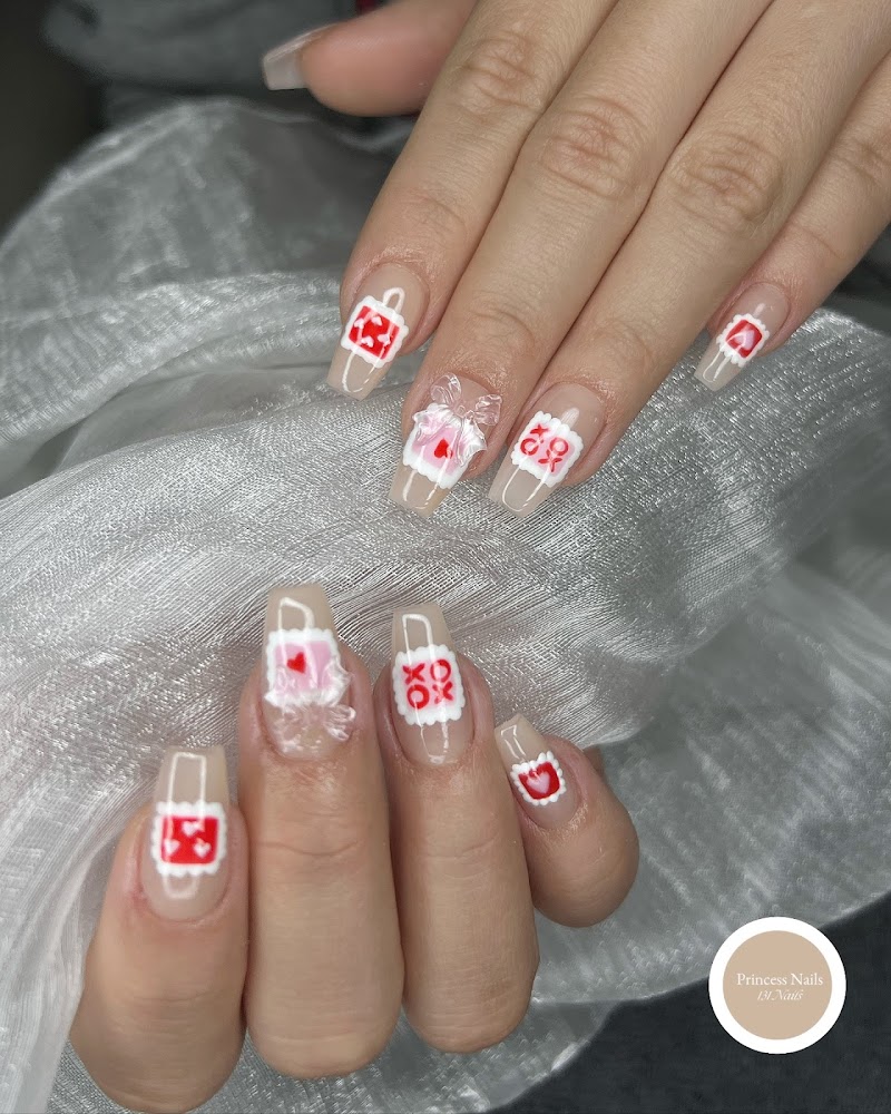 Valentine's Nails nail design by Princess Nails - Fulham Broadway in London