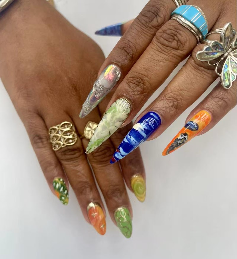 Stiletto Nails nail design by M.K Nail Spa in Los Angeles