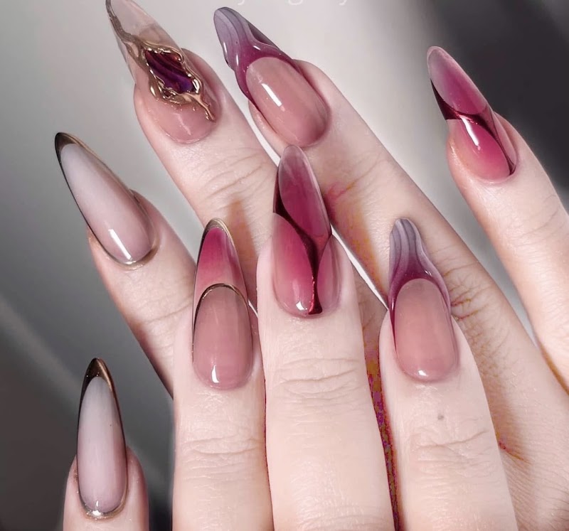 Coffin Nails nail design by LUXE NAILS & BEAUTY in London