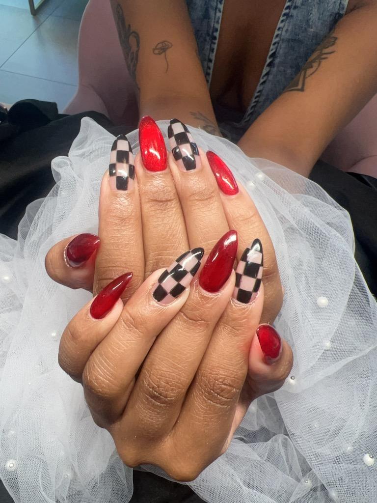 Gel-X nail design by Fly Nails in New York