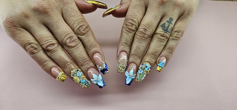 Coffin Nails nail design by Crystals Beauty Boutique 2