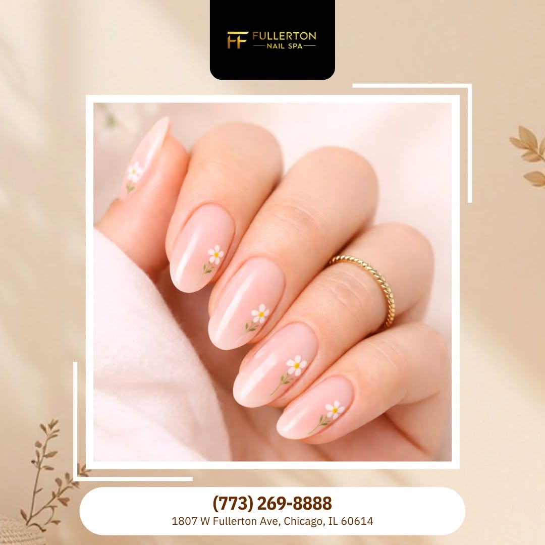 Floral Nails nail design by Fullerton Nail Spa