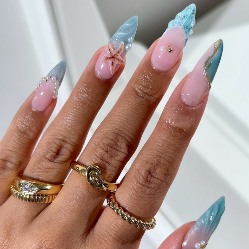 Marble Nails nail design by L&K Nails and Spa in Los Angeles