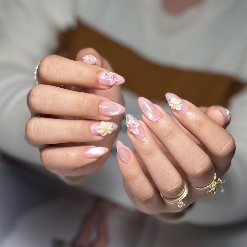 Floral Nails nail design by Làmay Nail Spa — BURBANK (NOW OPEN)