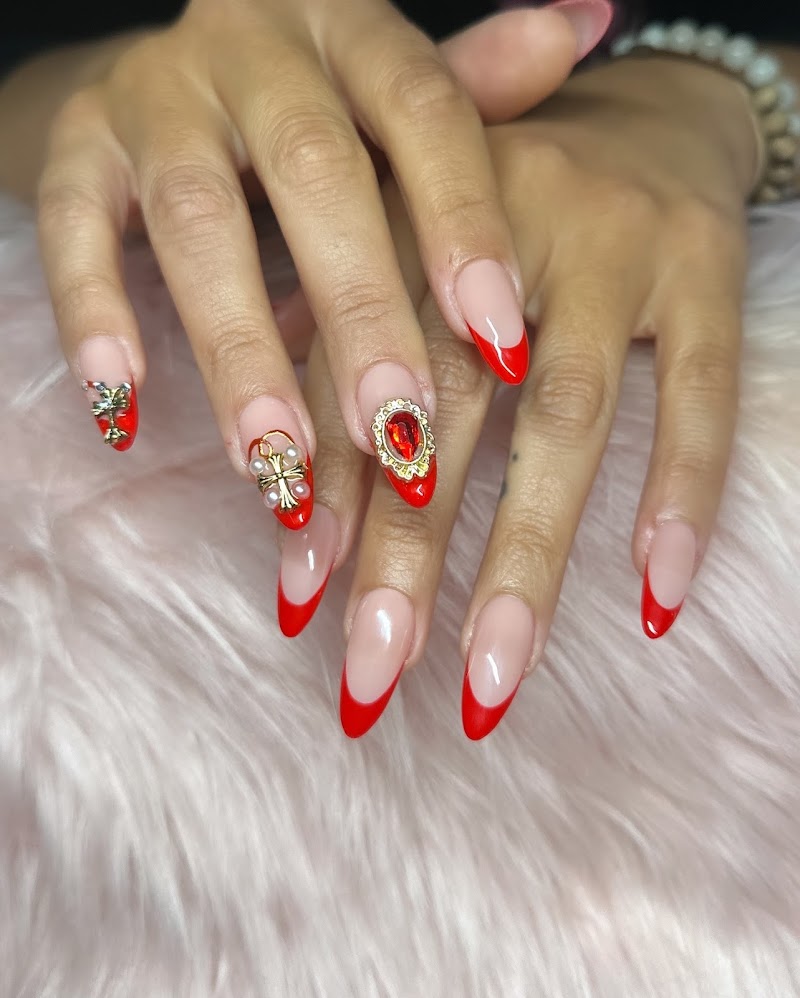Red Nails nail design by Nailzbestie - Private Nail Studio & Mobile Nail Services