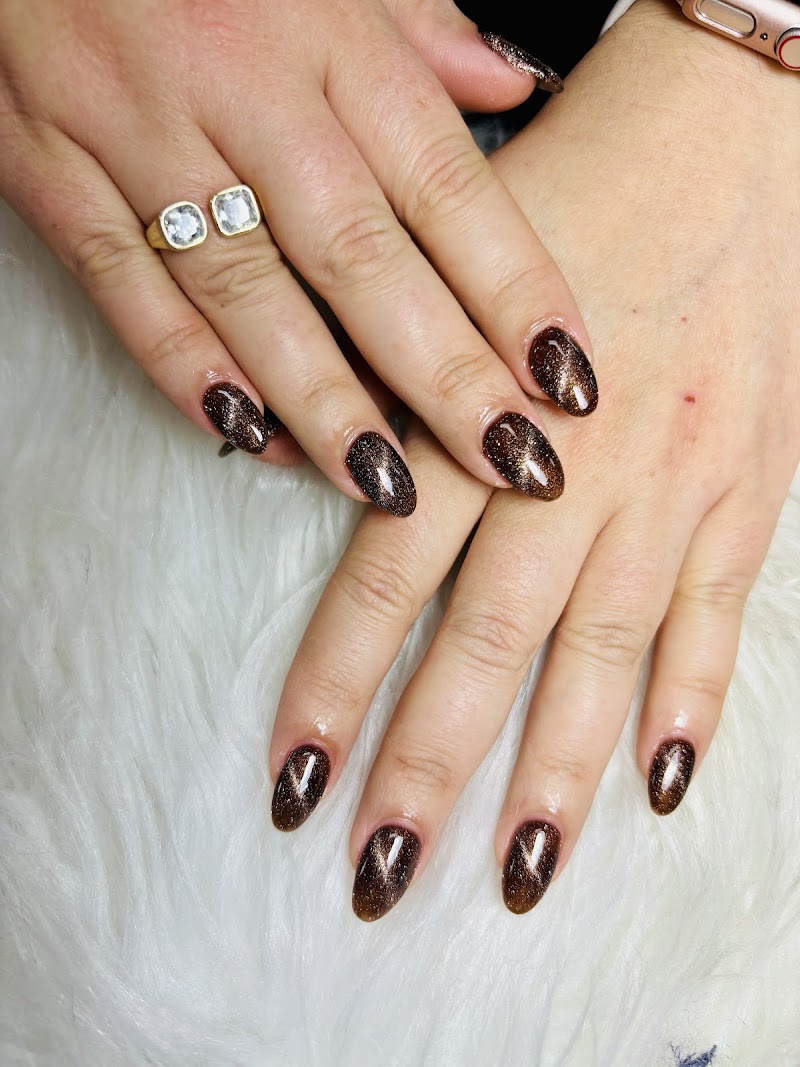 Dark Nails nail design by Thao Nails Inc. in New York
