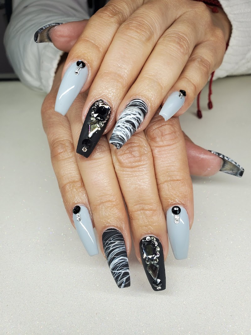 Dark Nails nail design by Hollywood Beauty Lounge in Los Angeles