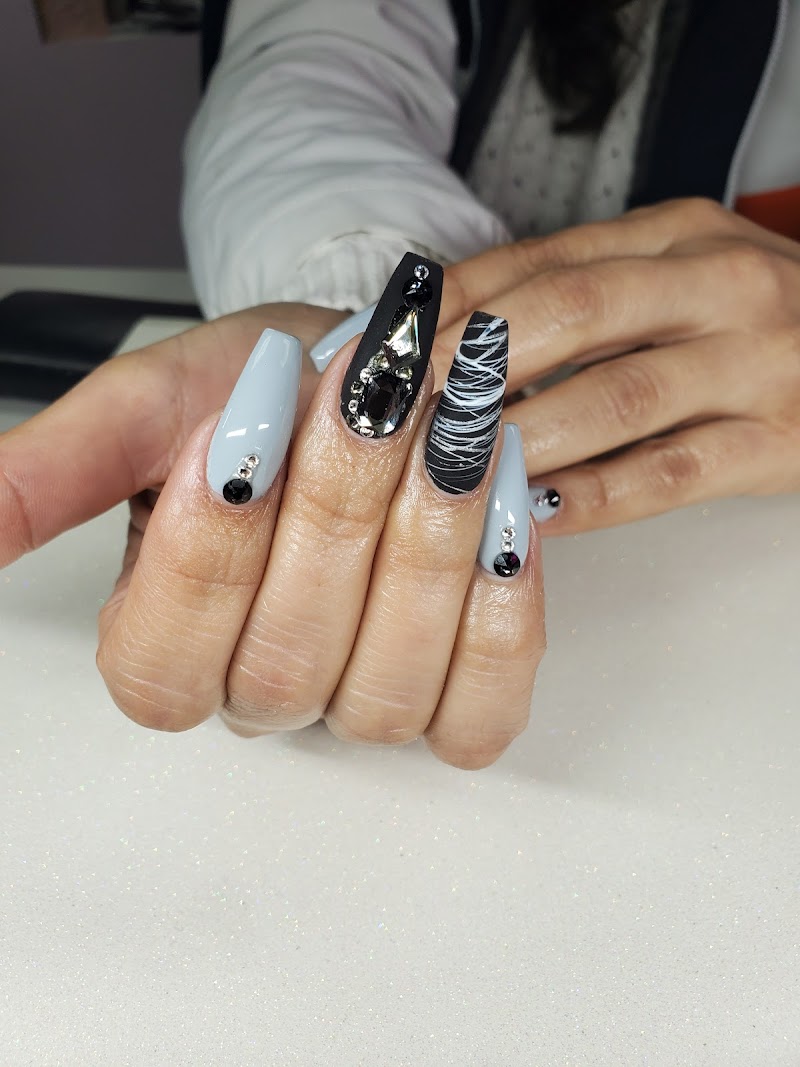 Dark Nails nail design by Hollywood Beauty Lounge in Los Angeles