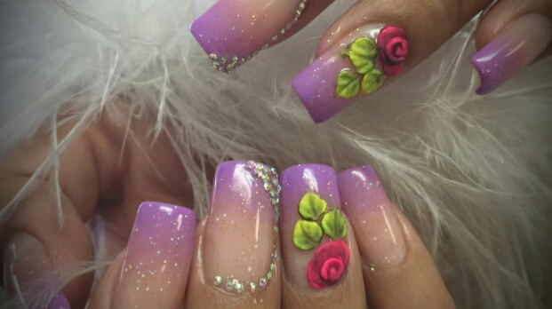 Coffin Nails nail design by Inktenze Nails in Miami