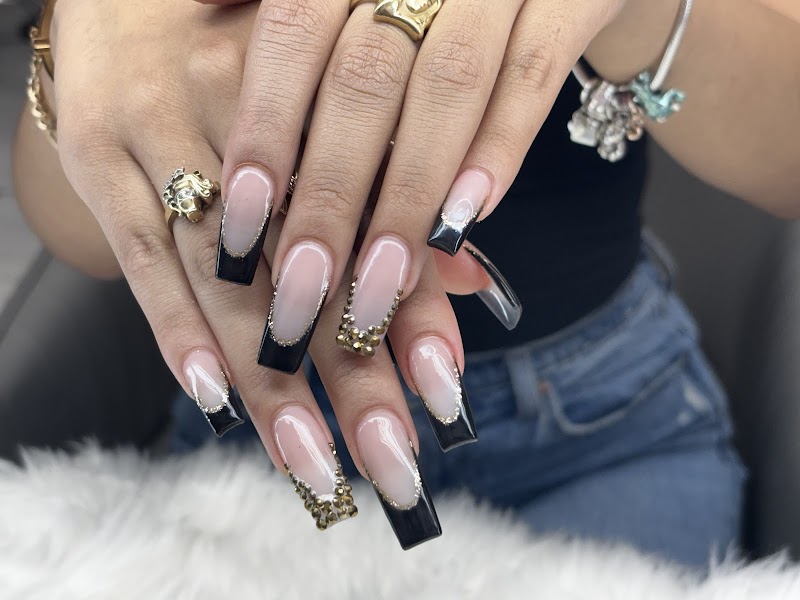 Coffin Nails nail design by JadeBo Nails in Los Angeles