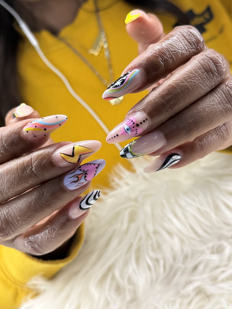 Neon Nails nail design by Crystal nails lounge Inc in New York