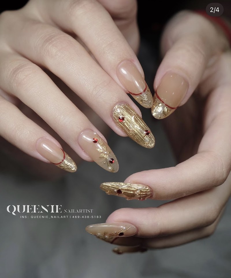 Wedding Nails nail design by Queenie nailart studio pasadena in Los Angeles