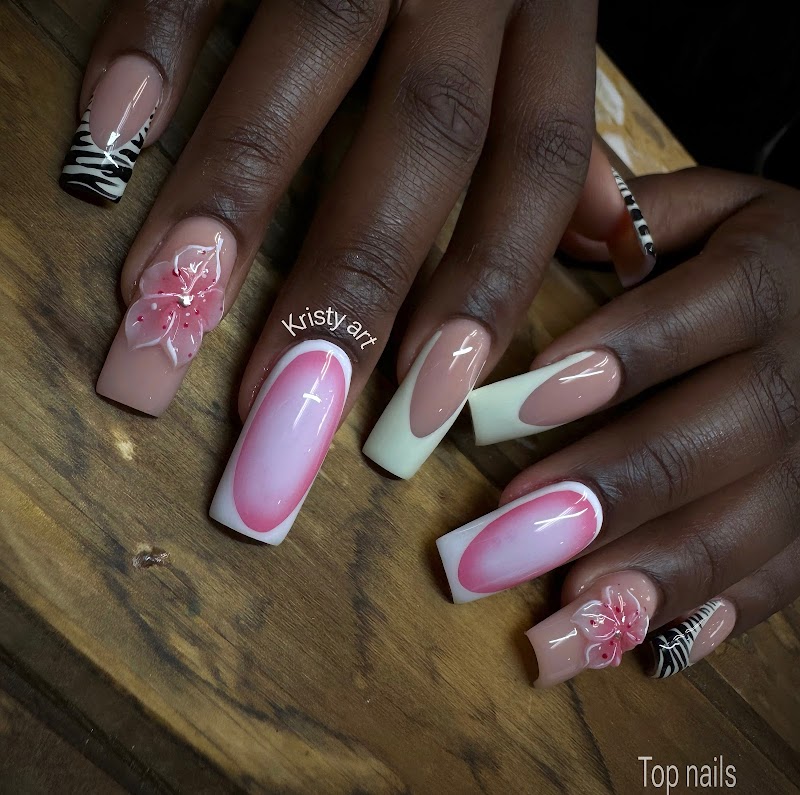 Coffin Nails nail design by Top Nails in Miami