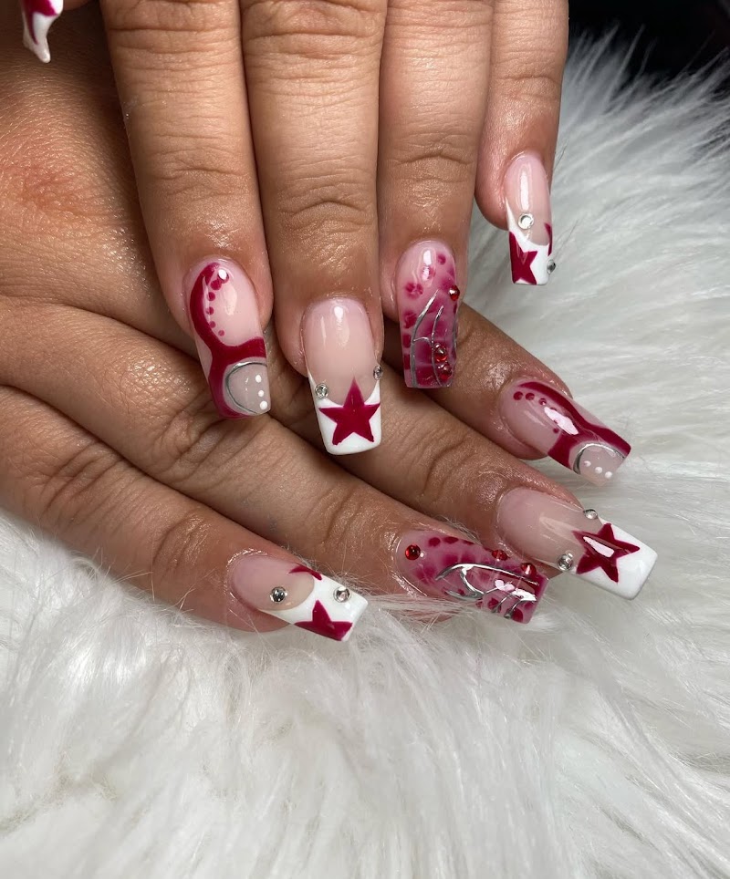 Coffin Nails nail design by Top Nails in Miami