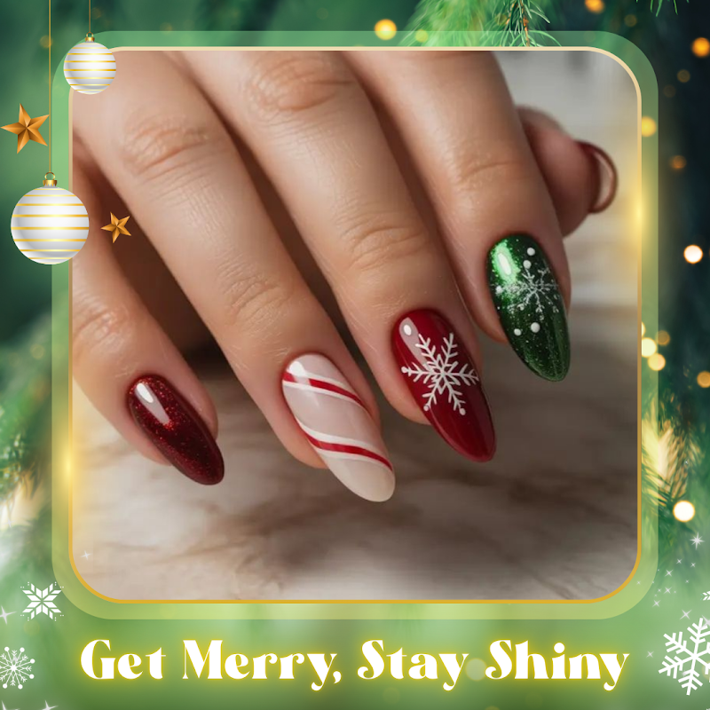 Christmas Nails nail design by V Nails Spa in Los Angeles