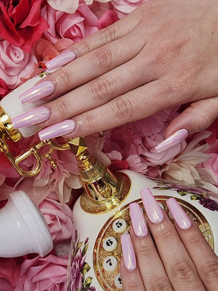 Pink Nails nail design by Barby Nails Spa in Miami