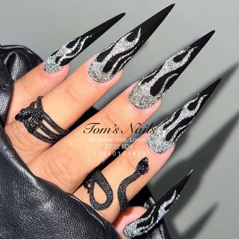 Glitter Nails nail design by Tom nails in London