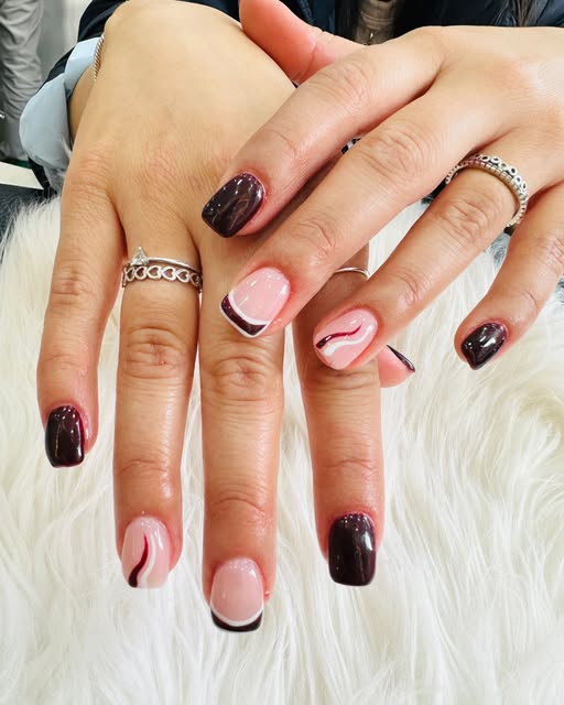 Fall Nails nail design by Bella's Bar in London