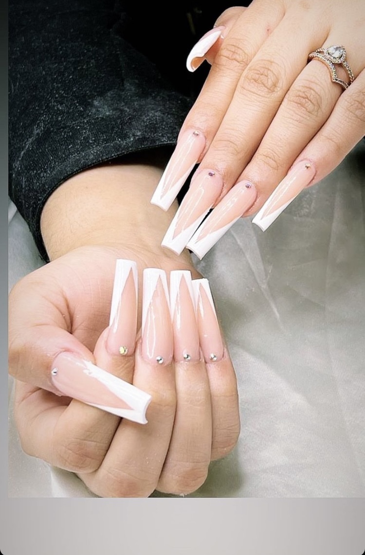 French Tips at Nina’s Nails Hair Salon in New York