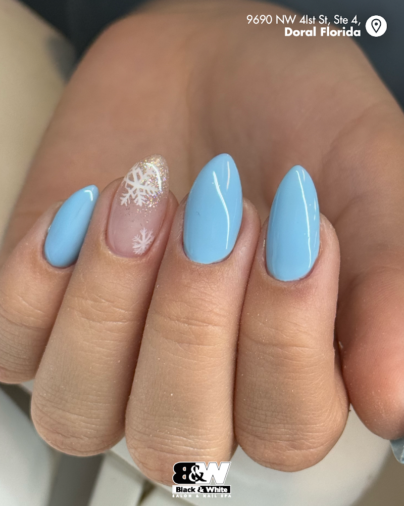 Winter Nails nail design by Black and White Salon and Nail Spa in Miami