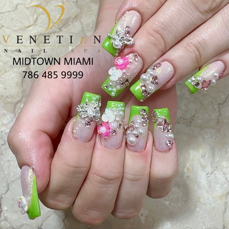 Glitter Nails nail design by Venetian Nail Spa in Miami