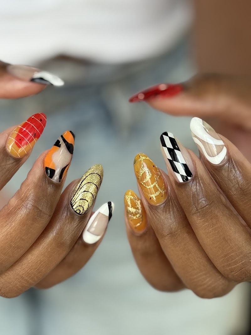 Fall Nails nail design by miGak nail art table in New York