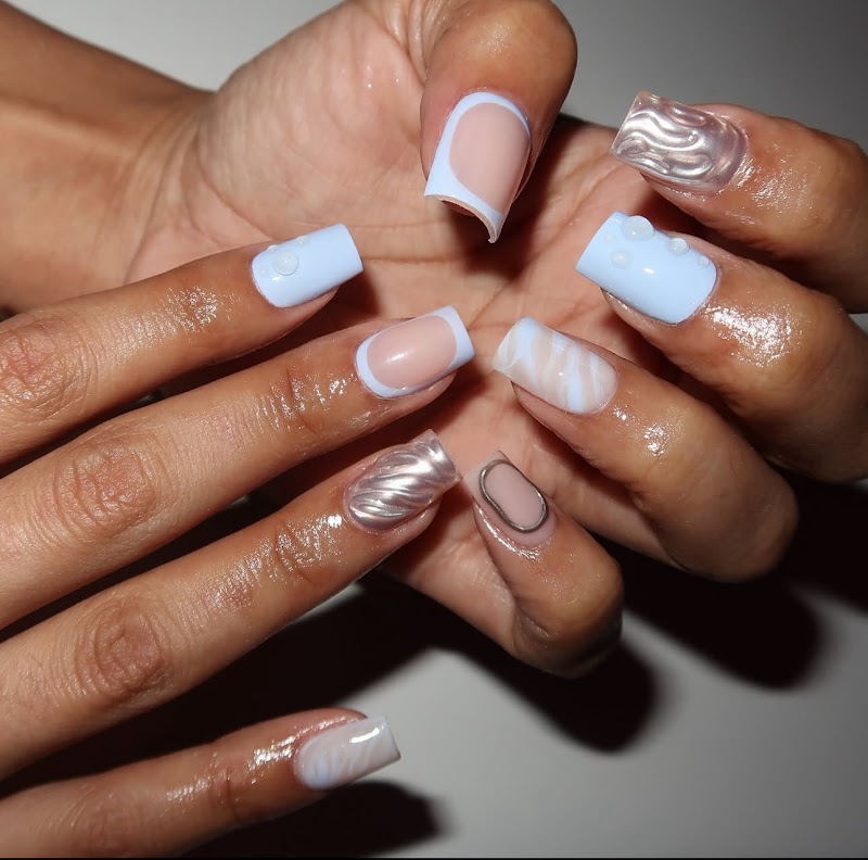 Square Nails nail design by Glossy Nails in New York