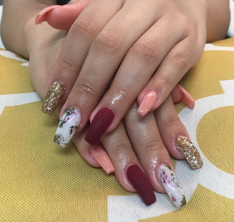 Red Nails nail design by LA Cutie's Nails & Eyebrow Studio in Los Angeles