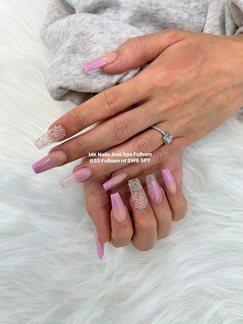 Coffin Nails nail design by MK Nails and Spa Fulham in London